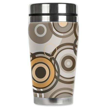 

Mugzie brand 16-Ounce Stainless Steel Travel Mug with Insulated Wetsuit Cover - Mocha Circles