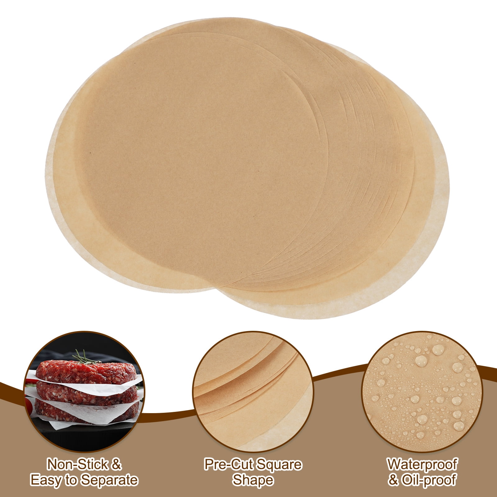 Unique Bargains Unbleached Non Stick Parchment Paper Baking Sheets Wood Color 3"