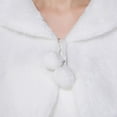 thumbnail image 6 of ROZYARD Womens Lady Faux Fur Long Sleeve Shawl Wrap Lapel Collar Pompom Ball Lace Up Whi, 6 of 8