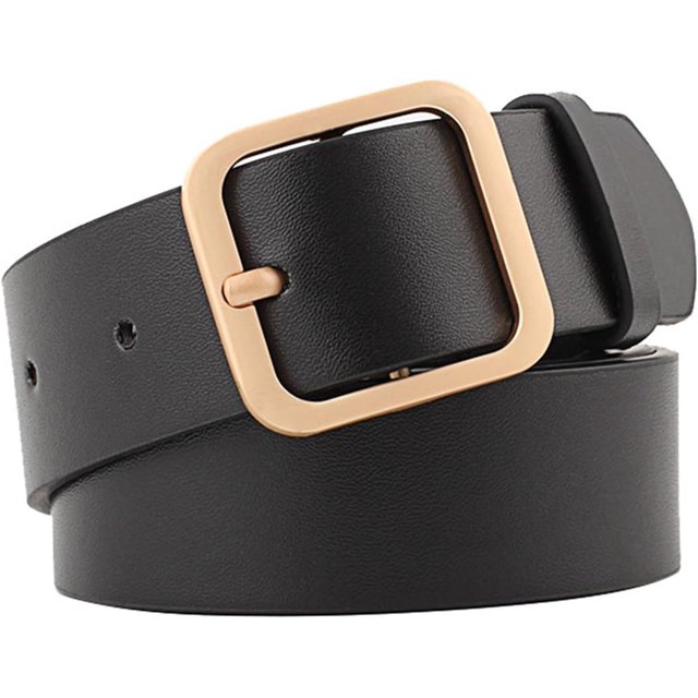 HUGFEGWE Ceinture en Cuir PU pour Femmes Réglable Lignes de Couture Fines Mode Décontractée Boucle à Ardillon pour Pantalon Robe CJB91-76350