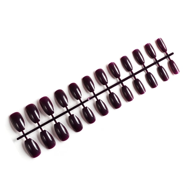 Vogacara 24 piezas de uñas postizas de ataúd resistentes a los arañazos de bailarina corta coloridas uñas acrílicas artificiales de color sólido DIY Juegos de manicura 22 uva morada Vogacara CE011412-22