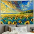 thumbnail image 2 of Fenyluxe  Sunflower Tapestry,Autumnal Sunset Sunflower Field Wall Art Golden Yellow Warm Yellow Flowers Plant Wall Hanging Living Room Dormitory Room Decoration  60x50inch, 2 of 6