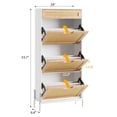 thumbnail image 2 of FOLDLIFE Rattan 3-Tier Slim Shoe Cabinet with 3 Flip Drawers and Metal Leg,Farmhouse Freestanding Rattan Shoe Storage Organizer, Narrow Shoe Rack, Hidden Wood Design,White+Oak, 2 of 9