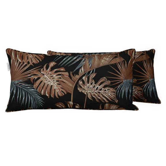 VargottamIndoor/OutdoorPolyester FabricLumbarPillowCover With Insert,All-Weather Waterproof Rectangular Cushion for Patio Furniture,12" x 18"Set of 2 -Tropical-76