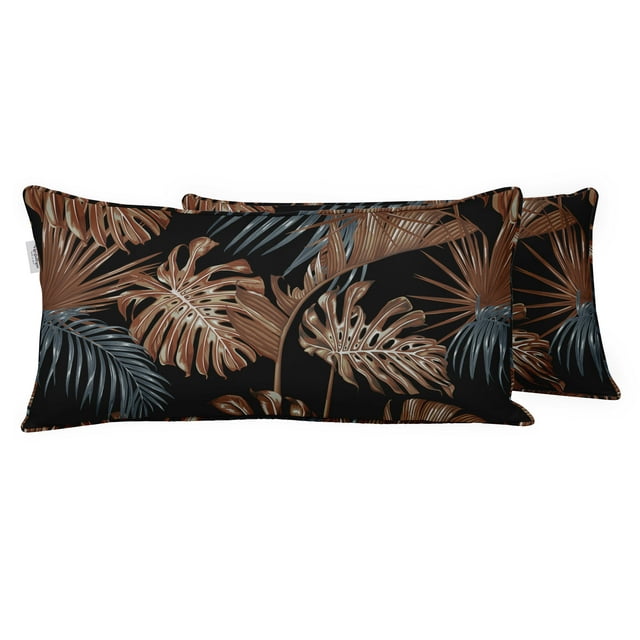 VargottamIndoor/OutdoorPolyester FabricLumbarPillowCover,All-Weather Waterproof Rectangular Cushion Case for Patio Furniture,12" x 20"Set of 2 -Tropical-43