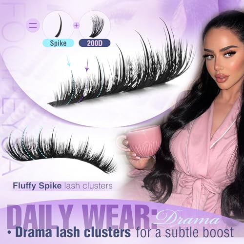 Lash Clusters Fluffy Spike Eyelash Clusters 10-18mm Volume Eyelash Extensions 200D Clusters Eyelashes 324pcs DIY Clusters Lashes Extensions at Home for Makeup by
