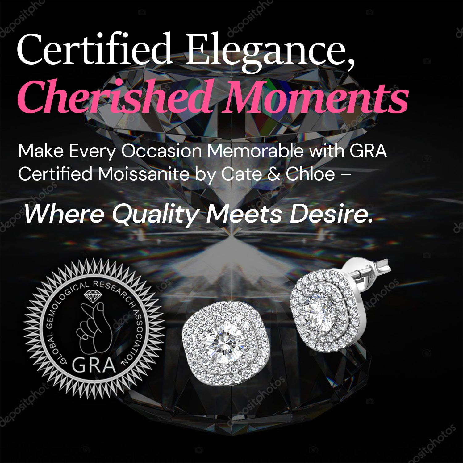 Moissanite by Cate & Chloe Lucy 925 Sterling Silver Stud Earrings 0.6TCW for Women, Gift for Her