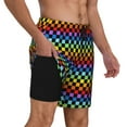thumbnail image 2 of Balery Rainbow Chequerboard Mens Swim Trunks Swim Shorts for Men Quick Dry Inseam Beach Shorts with Compression Liner Pocket-XX-Large, 2 of 9