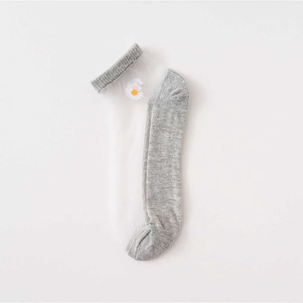 Calcetines de margaritas pequeñas, medias de cristal, calcetines finos de verano para mujer, medias transpirables, calcetines desodorantes, calcetines poco profundos, calcetines de suelo