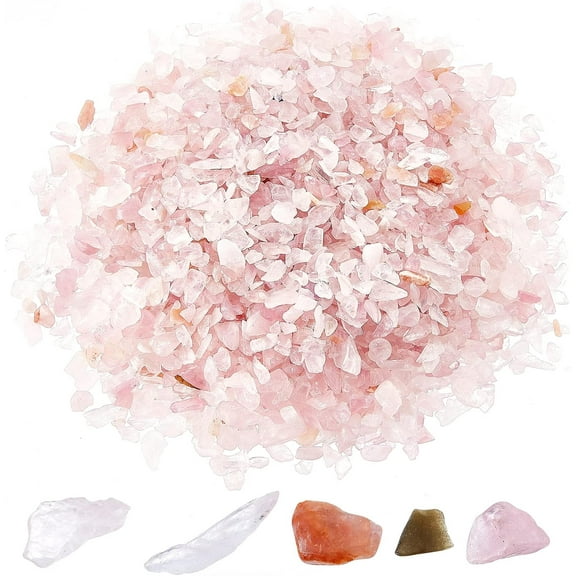 1 Box 100g Natural Rose Quartz Chip Beads No Hole Pebbles Bulk Irregular Shaped Quartz Rock Healing Natural Mini Stones Healing Indoor Decorative DIY Craft Decoration