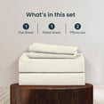 thumbnail image 4 of Pure 800 Thread Count PIMA Cotton- Sateen Weave 4-Piece Olympic Queen (66" X 80") Sandrift Solid, Single Ply Yarns, Sateen Weave, Fits Mattress 21"inch Deep Pocket, 4 of 4