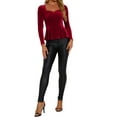 thumbnail image 2 of INSPIRE CHIC Women's Blouse Elegant Velvet Sweetheart Neck Long Sleeve Peplum Top S Red, 2 of 6