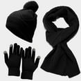 thumbnail image 6 of AWZXDE Women's Winter Hat Scarf Gloves Set, Solid Color Warm Accessories for Cold Weather Black,One Size, 6 of 6