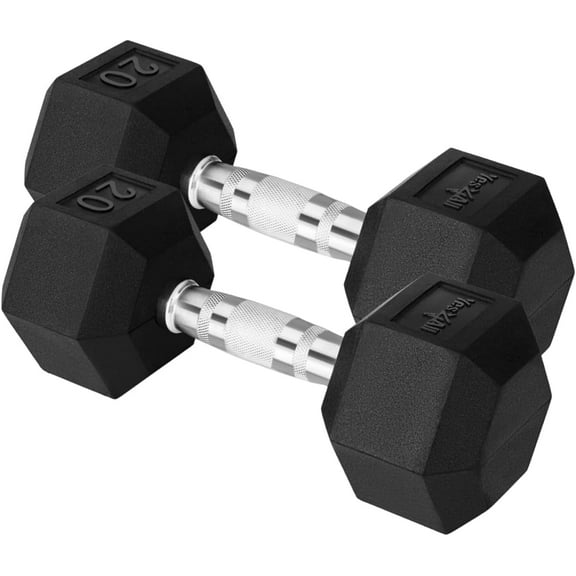 Cast Iron - Chrome Grip Hex Dumbbell - 20 lbs - Pair