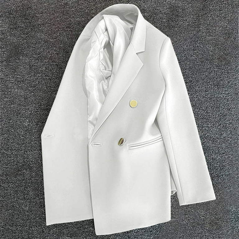 Mnjin Women's Plus Size Blazer Coat Notched Lapel Long Sleeve