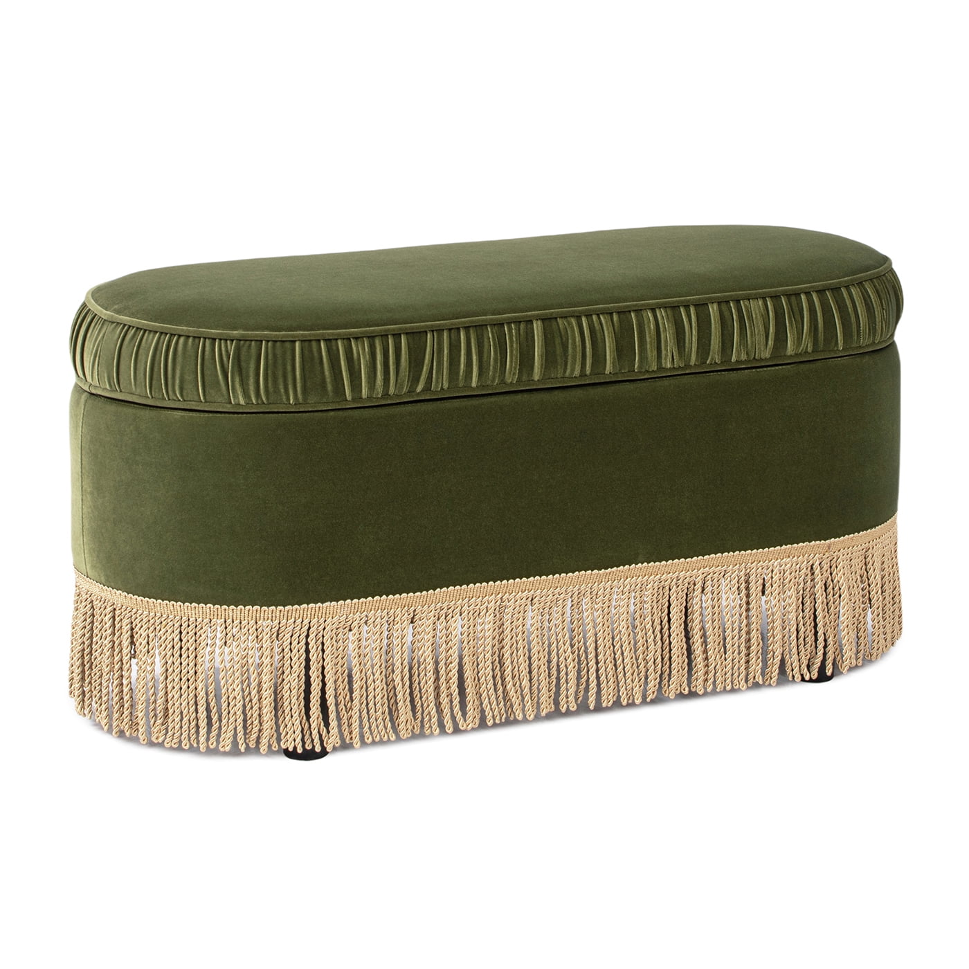 Jennifer Taylor Home Serena 38" Oval Storage Bench Ottoman, Olive Green Performance Velvet