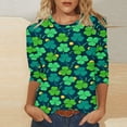 thumbnail image 2 of Luxalzxs St. Patricks Day Shirts for Women Fashion Oversized Printed T-Shirt 3/4 Sleeves Round Neck Casual Tops Blouse, 2 of 5