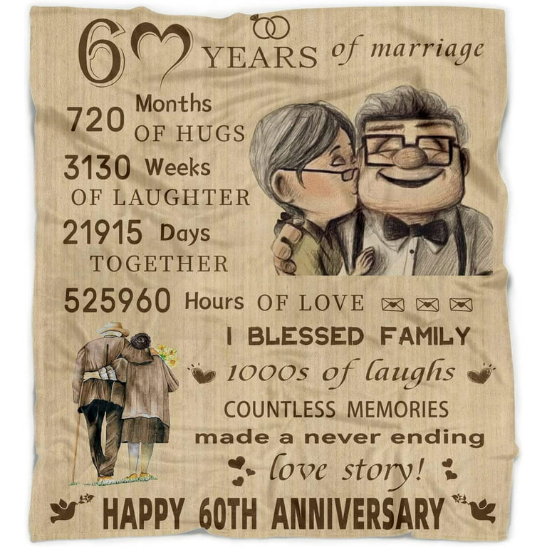 60th Wedding Anniversary Blanket Gifts for Couple Parents Ideas 60x50