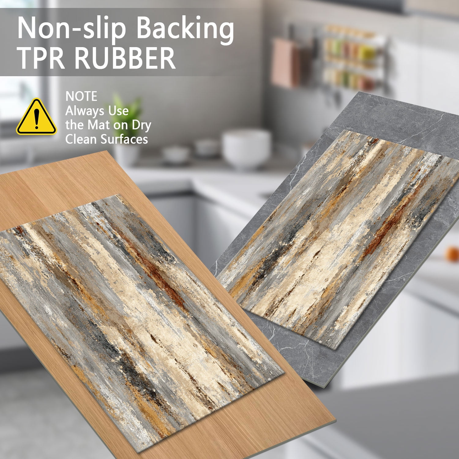 Three-Piece Kitchen Rug Set, Abstract Pattern Kitchen Hallway Rug, Soft And Comfortable, Suitable for Sinks, Floors, Entrances, Hallways, Bathrooms