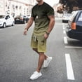 thumbnail image 2 of SHIXIAOO Men's 2025 Summer Tracksuit Plus Size Short Sleeve O Neck Athletic Suit Casual Color Block Drawstring Waist Tracksuit Set Men's Suits Slim Fit Modern Chef Suit for Men, 2 of 6