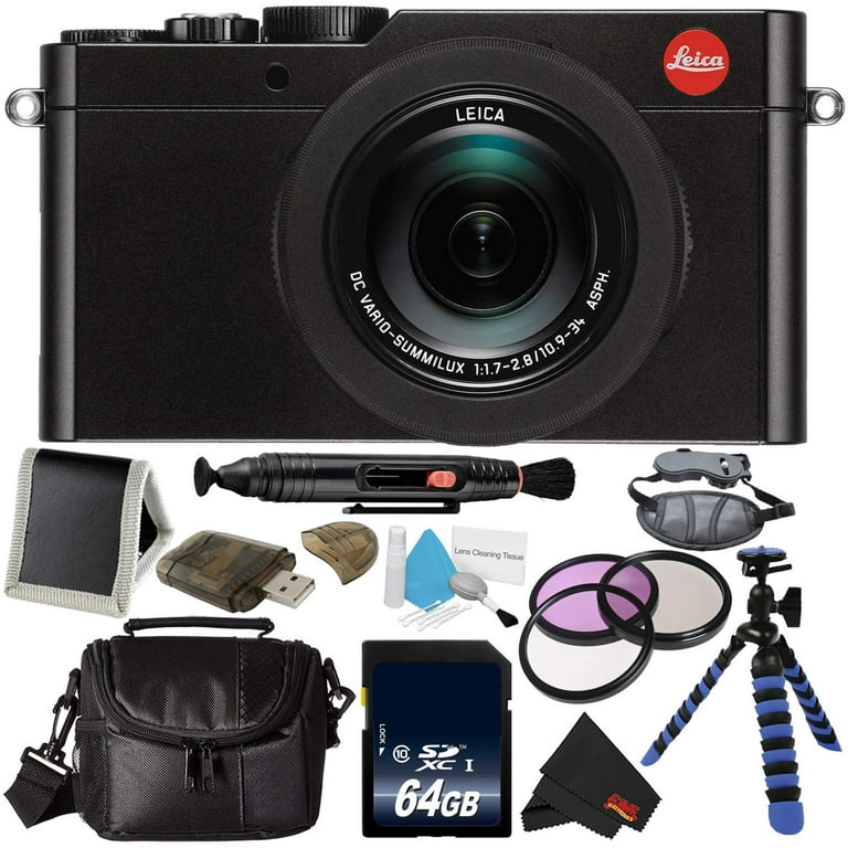 Leica D-Lux (Type 109) 12.8 Megapixel Digital Camera with 3.0-Inch LCD  (Black) (18471) Bundle with 64GB Memory Card + Filter Kit + More 