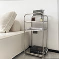 thumbnail image 1 of Estante de almacenamiento de acero inoxidable resistente, estantería lateral, soporte para mesa, para baño y dormitorio, tres capas (tres tableros), 1 of 5