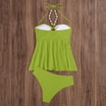 thumbnail image 6 of Womens Bandeau Tankinis Swimsuit 2 Piece Tummy Control Bathing Suit Full Coverage High Waisted Bikini Set Swim Suit Green 2XL, 6 of 8