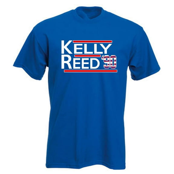 BLUE Jim Kelly Andre Reed Bills 1990 T-shirt ADULT
