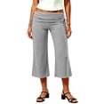 thumbnail image 3 of Women's Soft Stretchy Yoga Pants with Elastic Waist, Pull On Fold Over Design, Casual Lounge Gym Fitness, Cropped Leggings, Summer Athletic Activewear | UKHCCC,Gray XL, 3 of 9