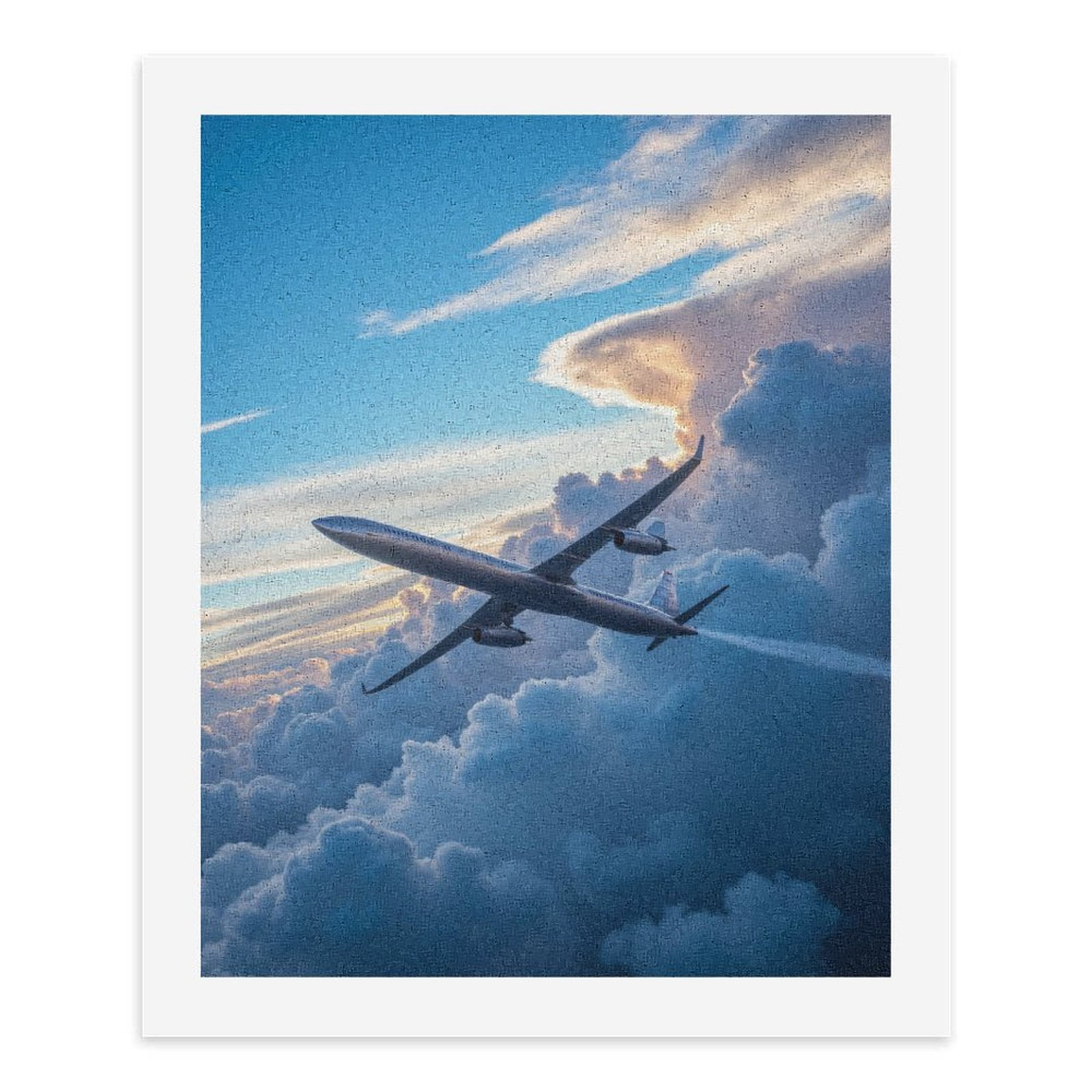 Paint By Numbers Kit for Adults Beginner - DIY Airplane Soaring Through Clouds Canvas Painting Kits for Adults, Frameless Paint By Number for Adults for Home Wall Decor 16x20 Inch