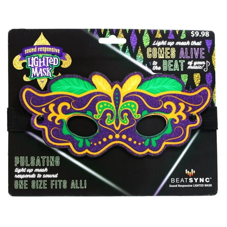 BEATSYNC Mardi Gras Sound Responsive LIGHTED MASK