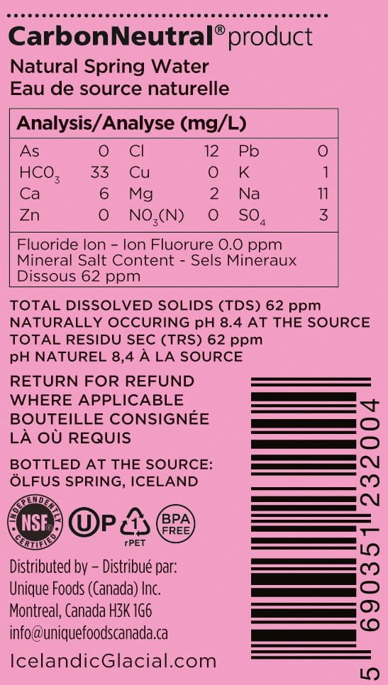 ICELANDIC GLACIAL Natural Spring Water from Iceland 500ml/6pk, ICELANDIC GLACIAL Natural Spring Water from Iceland 500ml/6pk