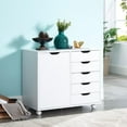 thumbnail image 3 of Naomi Home Adult Wood Storage 5-Drawer Dresser Cabinet with Wheels, 180 lbs Capacity, White, 3 of 10