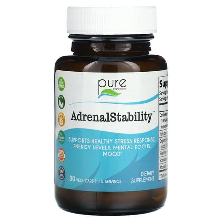 Adrenal Stability Natural Adrenal Health Support Supplement for Fatigue, Stress, Anxiety by Pure Essence - 30 Capsules