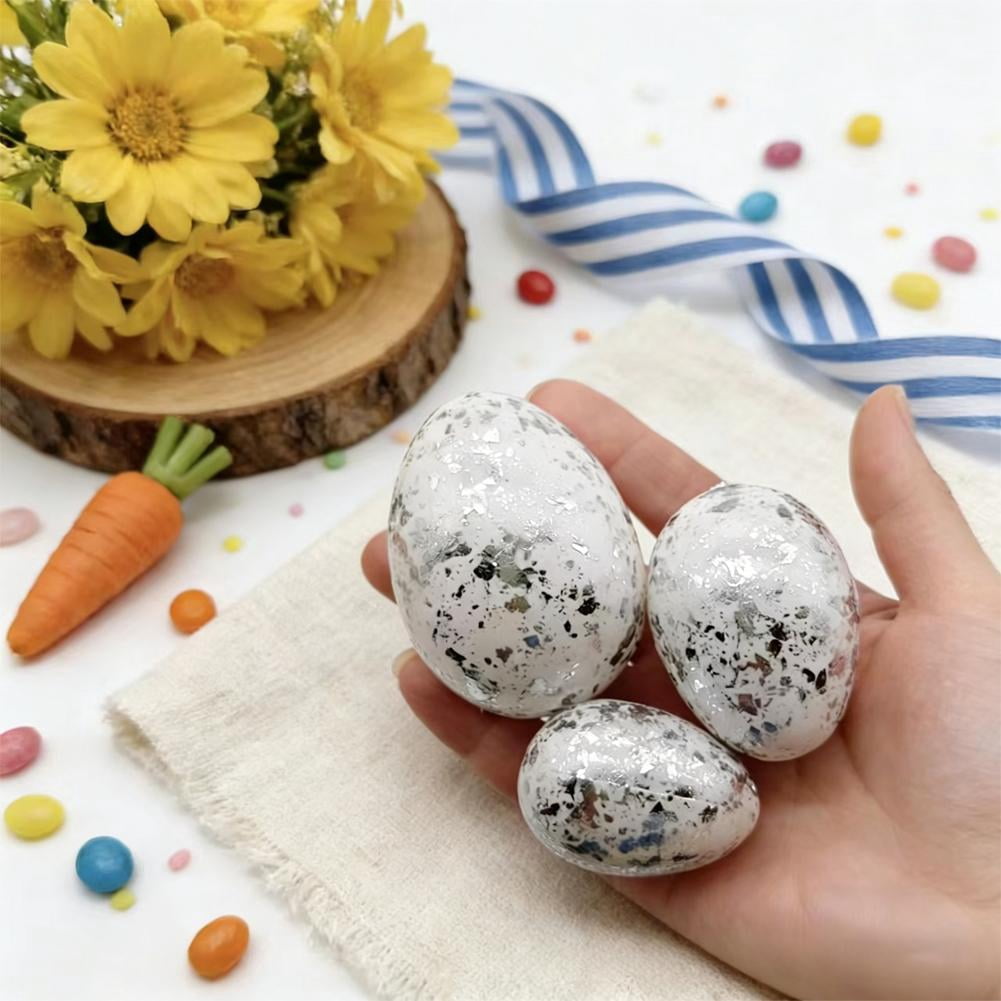 Easter Eggs Ornaments for Tree,10PCS Foam Easter Eggs Decorations,Easters Speckled Egg,Glitter Faux Egg for Easters Spring Display DIY Craft Home Bowl Fillers Decoration