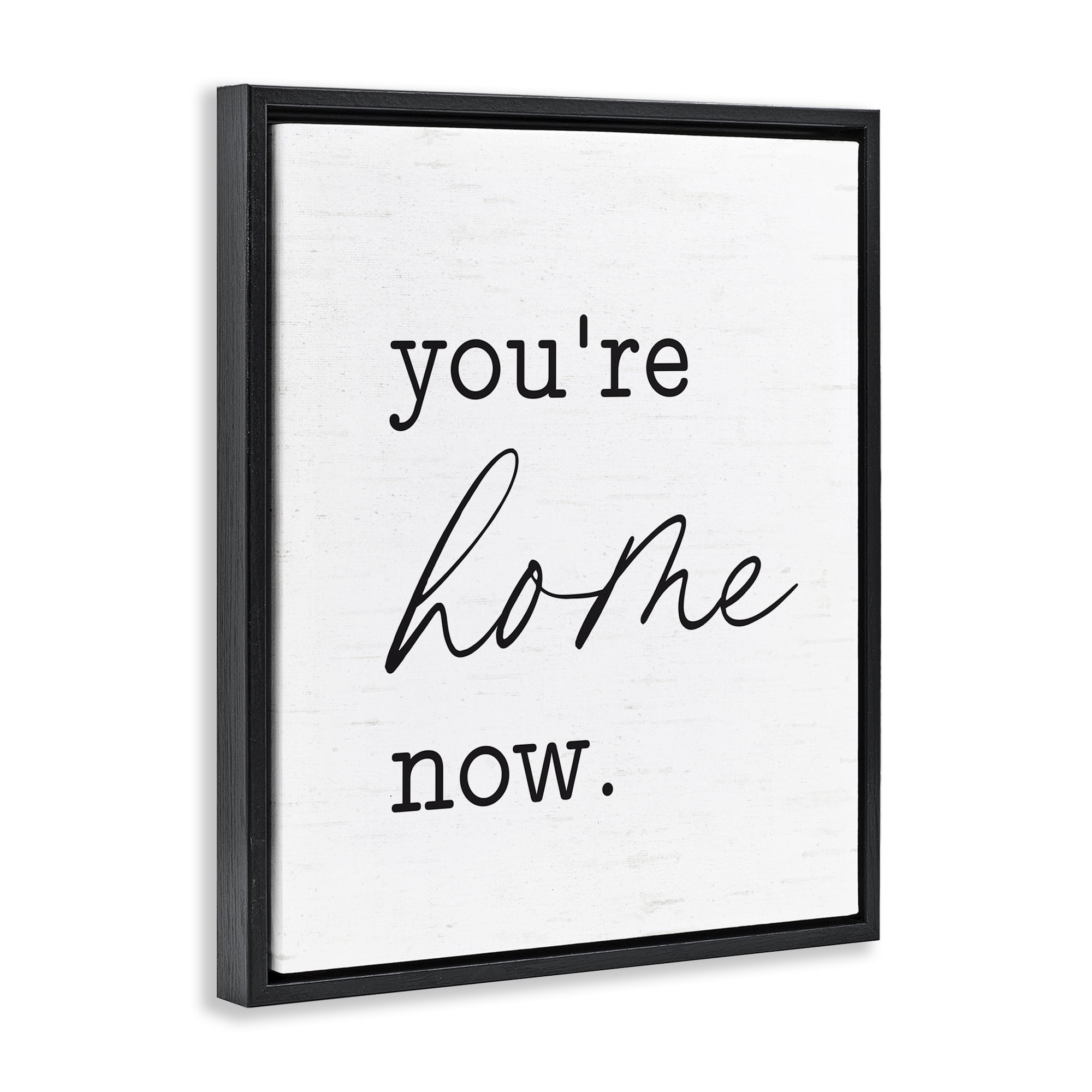 Stupell Industries You're Home Now Text & Numbers Painting Black Floater Framed Canvas Art Print Wall Art, 17 x 21