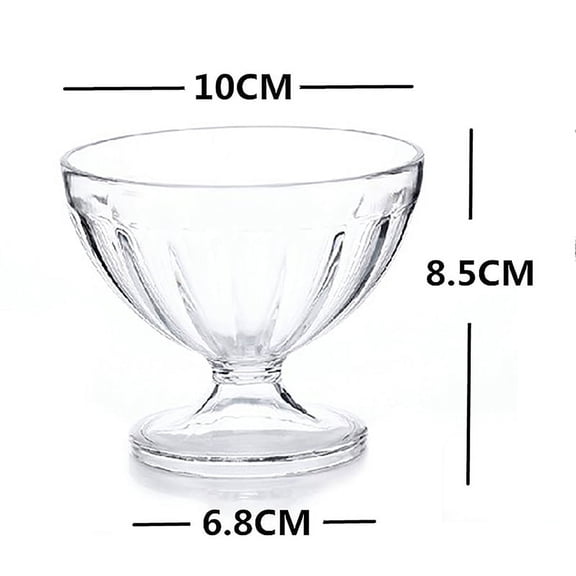 250ml Clear Salad Bowl for Dessert Mill Shake Goblet Glass Embossed Ice Cream Cup Transparent Creative Salad Plates