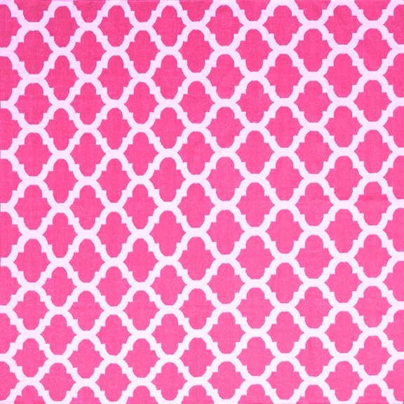 Ahgly Company Indoor Square Trellis Pink Modern Area Rugs, 7' Square