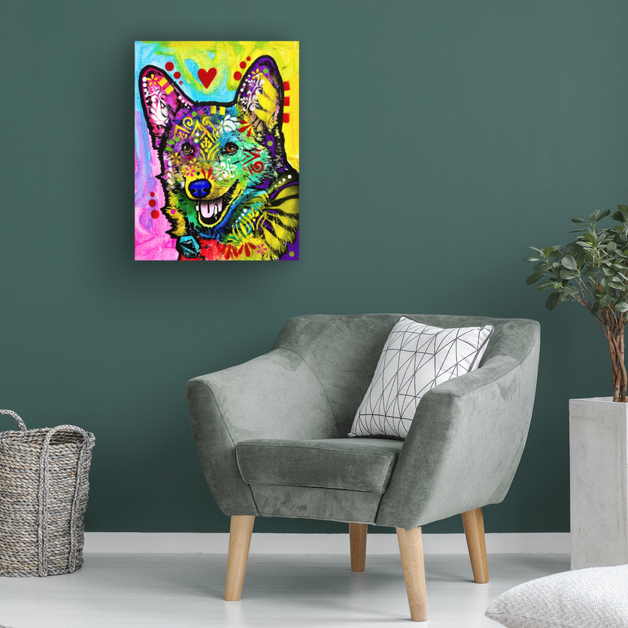 Canvas Wall Art - Dean Russo- Exclusive 'Happy Corg' Wall Art for Living Room, Bedroom, or Office Décor by Trademark Fine Art - 24 x 32 Inches