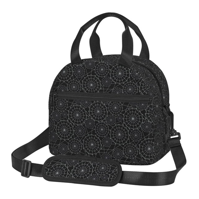 Disketp Spider Web Black Lonchera Térmica para Mujer y Hombre, Bolsa de Almuerzo Reutilizable e Impermeable para Trabajo, Viajes y Picnic