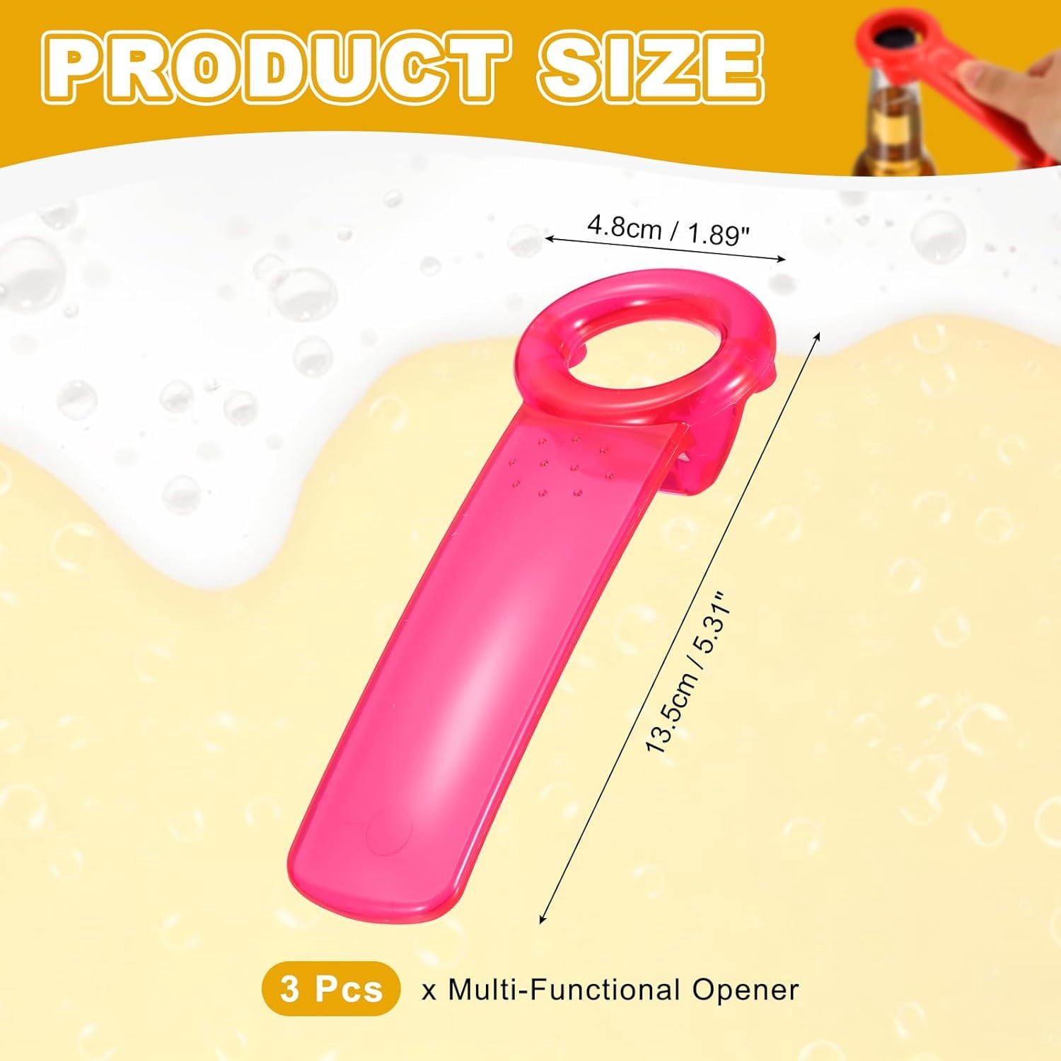 FRKSMD-3 Pcs Jar Key Lid Opener, Plastic Jar Lid Opener Easy Grip Multifunctional Durable Can Open Tool for Elderly Seniors Women Weak Hands Easy-use by Anyone, Transparent Rose Red