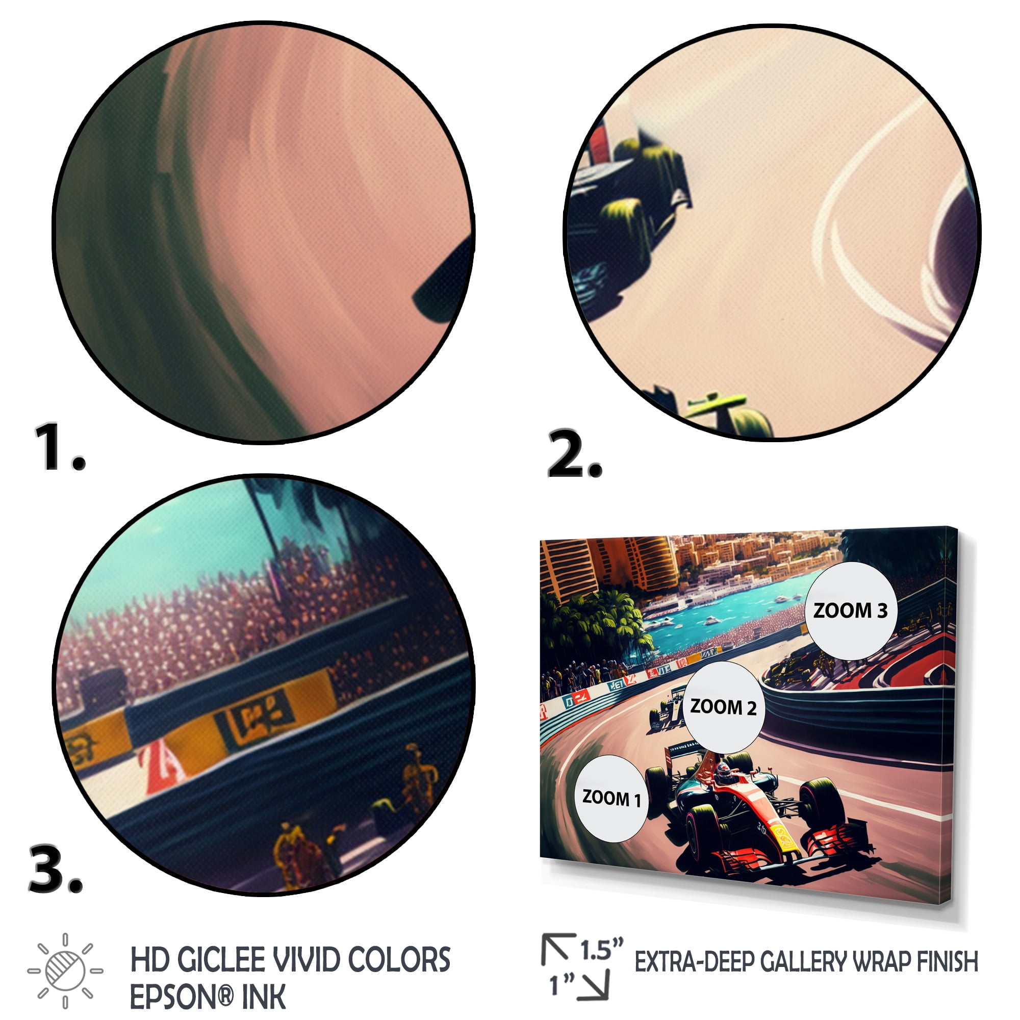 Designart Racing car in Monaco GP VI Canvas Wall Art