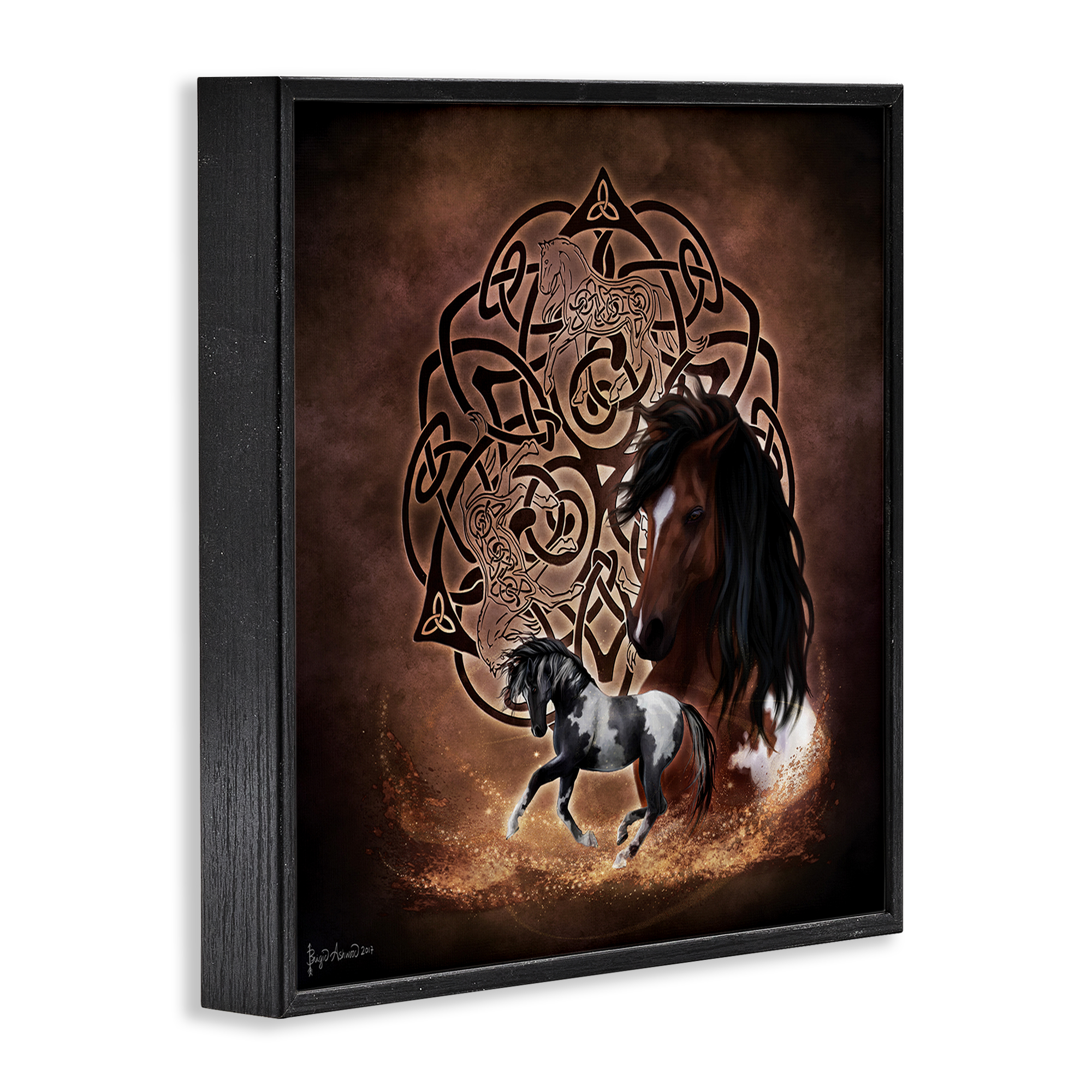 Stupell Industries Horse Celtic Knot Animals & Insects Painting Black Framed Art Print Wall Art, 17 x 17