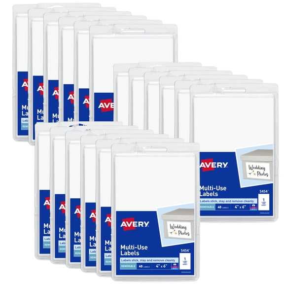 Avery Removable Labels, 4" x 6" Blank Labels, Laser/Inkjet Printable Labels, 40 Labels (5454) - 18 Pack