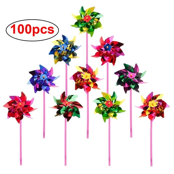 100X Plastic Windmill Pinwheel Wind Spinner Toy Lawn Garden Party Decor