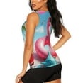 thumbnail image 4 of Picia Tropical Flamingo Pool Float Pattern Women's Workout Tank Top,Breathable Activewear,Slim Fit Athletic Top,Versatile Workout Moisture-wicking top-X-Large, 4 of 9