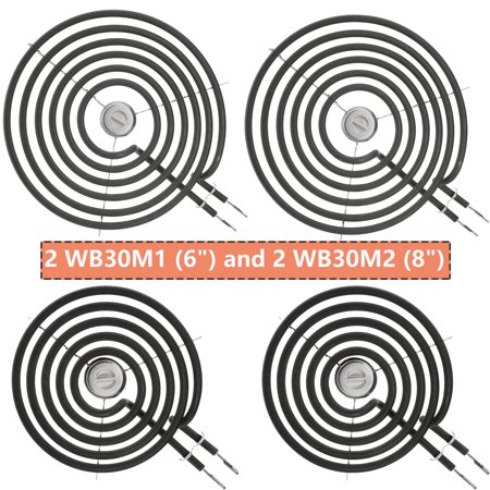 wb30m1 and wb30m2 electric stove burner element replacement compatible with ge hotpoint electric range stove - 2 * 8" and 2 * 6"