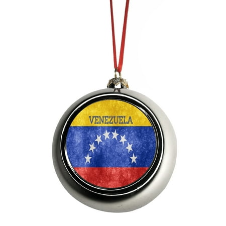 Venezuela Christmas Ornaments Flag Venezuela - Venezuelan Grunge Bauble Christmas Ornaments Silver Bauble Tree Xmas Balls ()