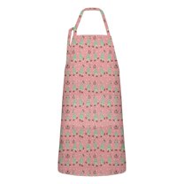Pink Christmas Tree Apron-Garden Aprons for Women with Pockets-Cotton Linen Waterproof Kitchen Cooking Gardening Aprons Adjustable for Kitchen,Cooking,BBQ and Salon 32"x27"