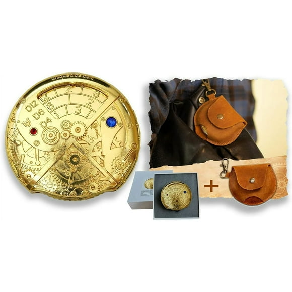Ensemble de dés en Métal pour Roulette – Rouleau de dés DND à Toupie Mécanique, dés Polyédriques Rouges et Dorés pour Donjons et Dragons, Jeu de Rôle et Jeux de Table